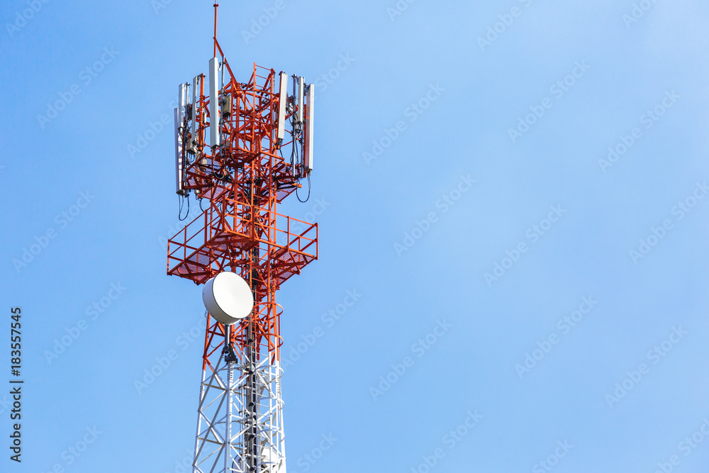 custom made wallpaper toronto digitalTelecommunication tower with antennas with blue sky