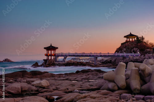 Night view of Yeonggeumjeong Pavilion in Sokcho, Gangwon Province.