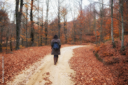 Girl Walking in the Woods © beysim
