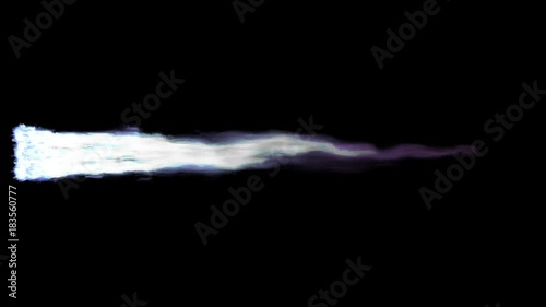 Animated realistic exhaust flame of three rockets, jet engines or other propulsion burning liquid methane. Longer tail. Isolated on black background, mask included.