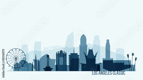 Los Angeles skyline buildings vector illustration