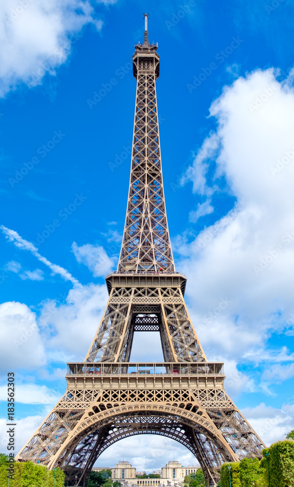 The Eiffel Tower in Paris on a summer day