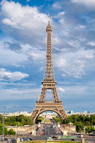 The Eiffel Tower in Paris on a beautiful summer day