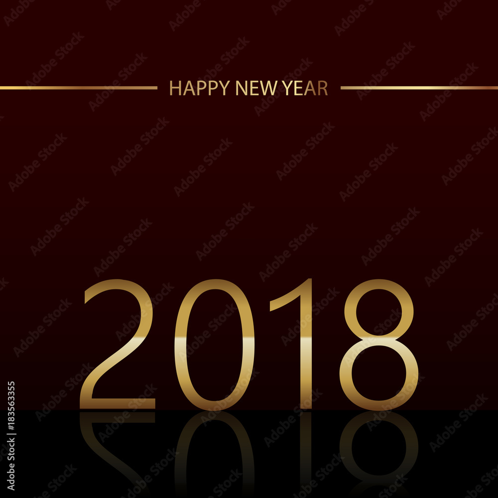 Happy New Year background with glowing lights text 2018 on black background. Vector - obrazy, fototapety, plakaty 