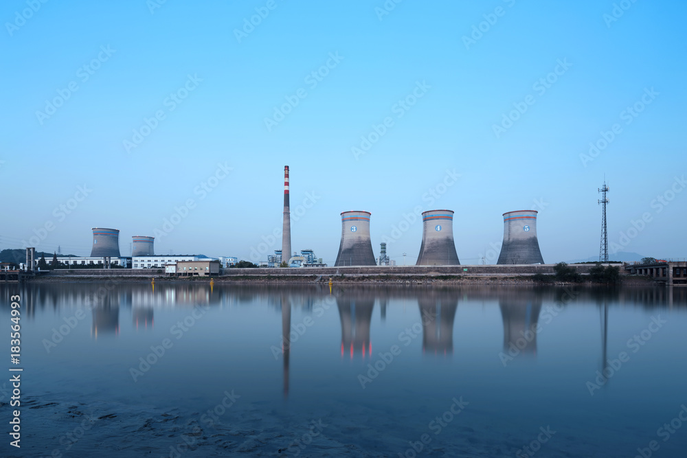 Fototapeta premium power plant near river