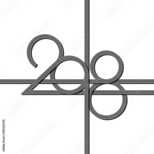 Top view highway with 2018 figures