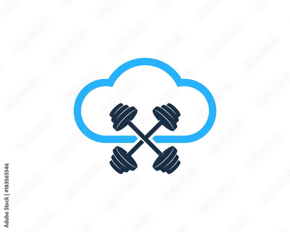 Barbell Cloud Icon Logo Design Element Barbell Cloud Icon Logo Design Element