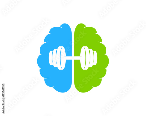 Brain Barbell Icon Logo Design Element