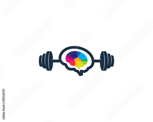 Barbell Brain Icon Logo Design Element
