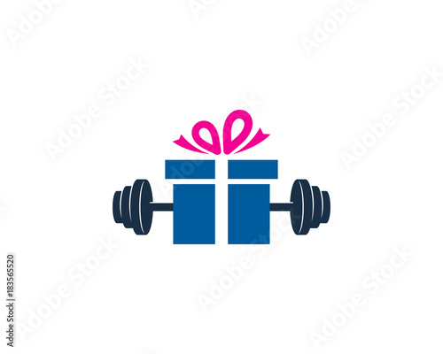 Barbell Gift Icon Logo Design Element