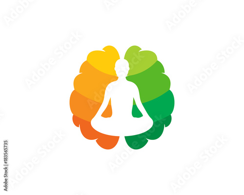 Brain Yoga Icon Logo Design Element