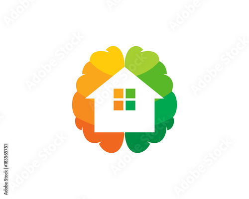 Brain House Icon Logo Design Element