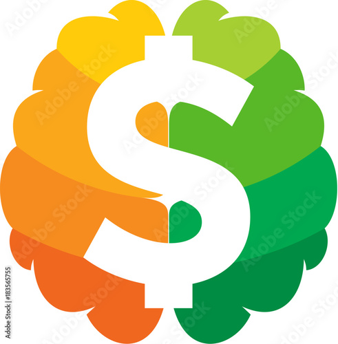 Money Brain Icon Logo Design Element