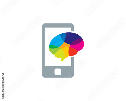 Brain Mobile Icon Logo Design Element