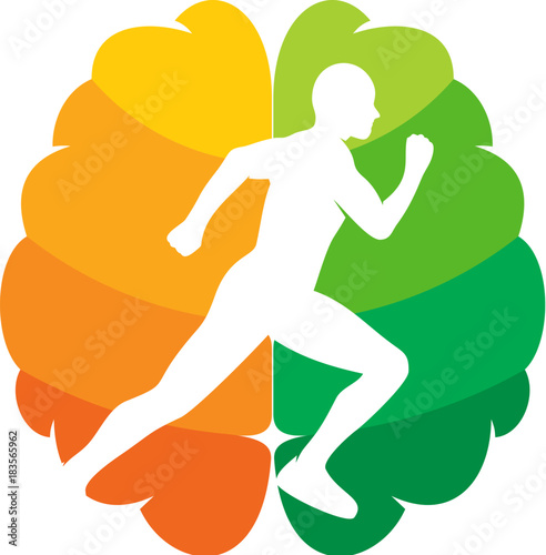 Run Brain Icon Logo Design Element