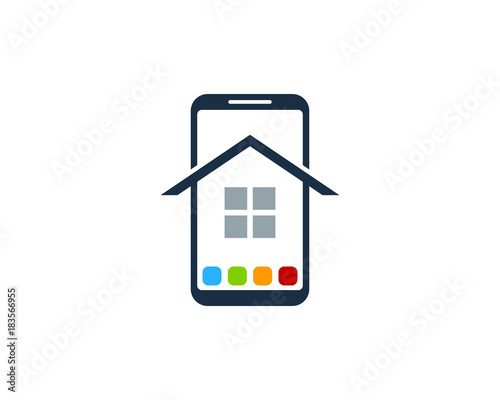 Smartphone House Icon Logo Design Element