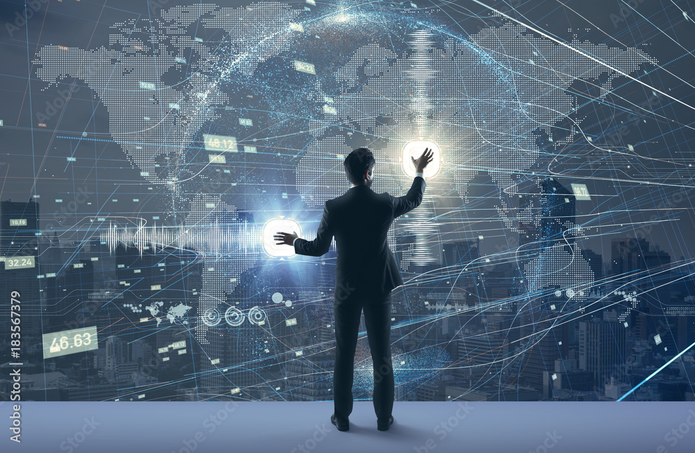 Obraz premium Worldwide business concept. Futuristic graphical user interface.