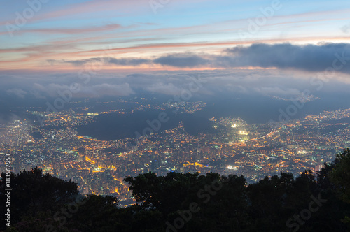 Panoramic view of Caracas city, at night, from a lookout in Avila mountain