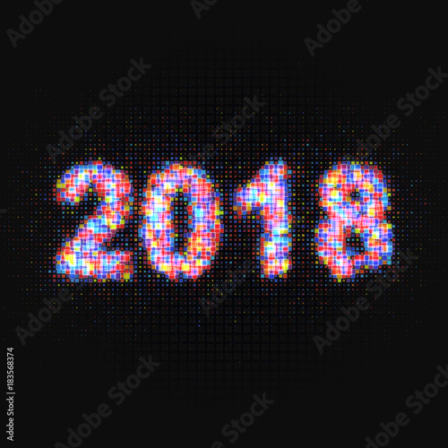 Pixelated colorful text 201...