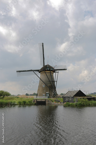 Traditional Dutch windmill in Kinderdijk - Netherlands