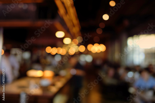 Blur people in cafe,restaurant with light abstract bokeh background.