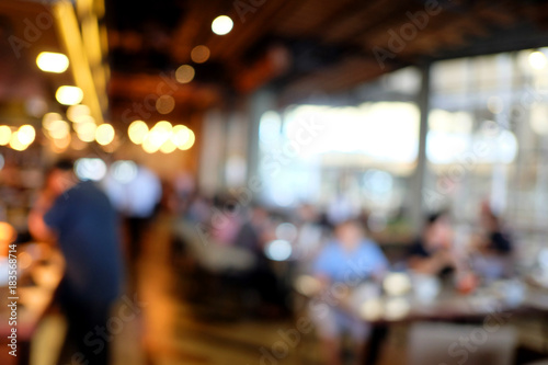 Blur people in cafe,restaurant with light abstract bokeh background.