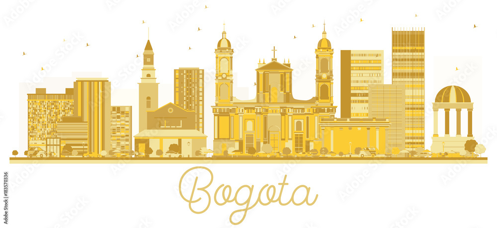 Naklejka premium Bogota Colombia City skyline golden silhouette.