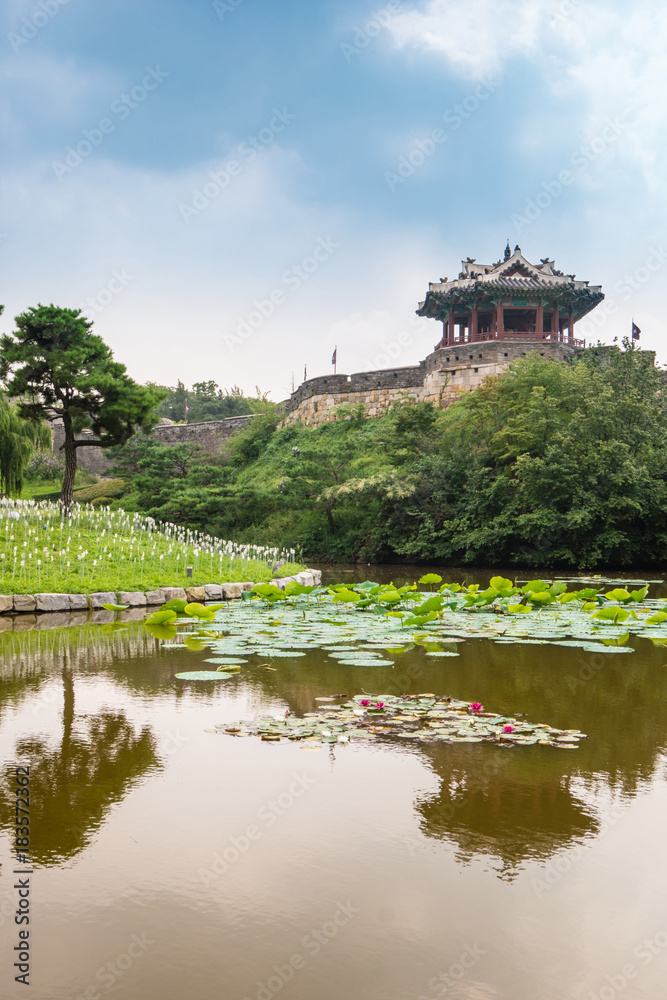 Suwon, South Korea - Yongyeon Pond in Hwaseong Fortress, Korea’s World Heritage. Suwon, South Korea - Yongyeon Pond in Hwaseong Fortress, Korea’s World Heritage.