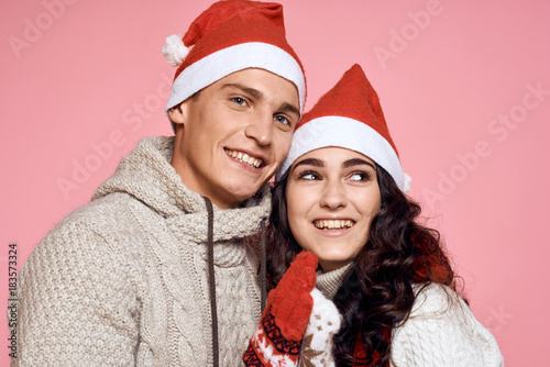 portrait of a smiling couple  new year  emotion  holiday  christmas