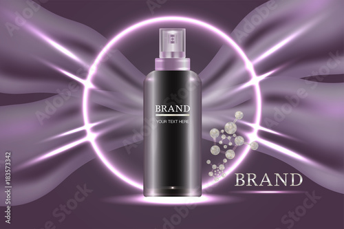 Cosmetic container with advertising background ready to use, luxury skin care ad. Illustration vector.	