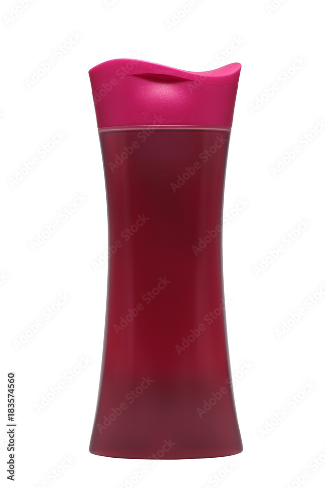 Purple red pink shower gel bottle isolated on white background Purple red pink shower gel bottle isolated on white background
