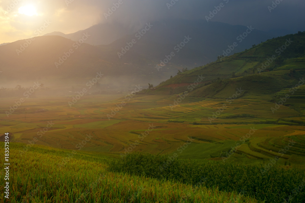 Vietnam Beautiful rice terrace view landscape in Mu Cang Chai Vietnam Beautiful rice terrace view landscape in Mu Cang Chai