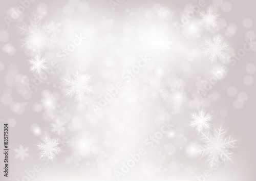 Shimmering Christmas Background with lights and snowflakes falling. Vector