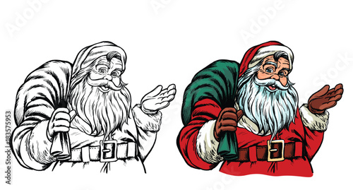 Vintage hand drawing style of santa claus