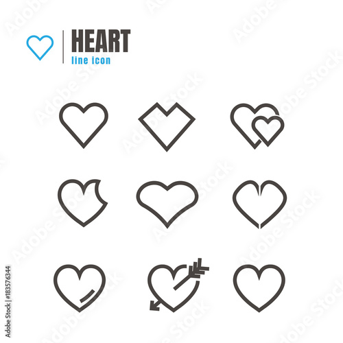 Abstract Hearth Icons set. on white background. web. logo. vector illustration