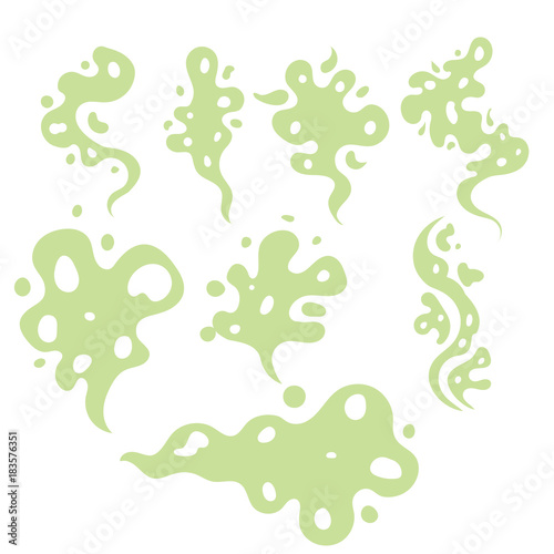 Cartoon Bad smells set, stench aroma. Toxic,  deadly gas. Vector illustration