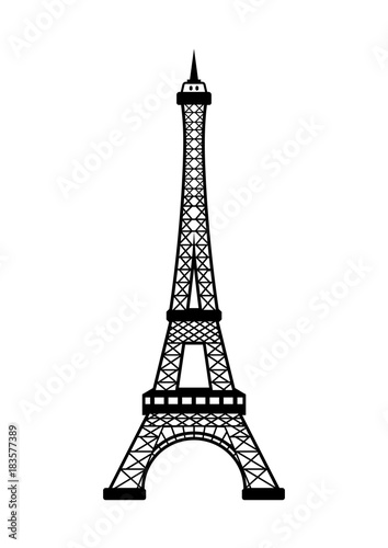 Sketch of Paris - Line Art Eiffel Tower Illustration Logo Symbol