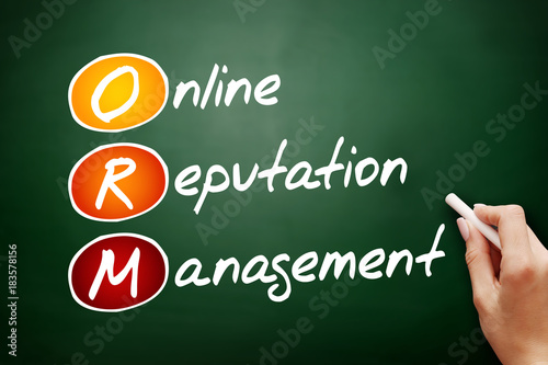 ORM - Online Reputation Management, acronym business concept on blackboard