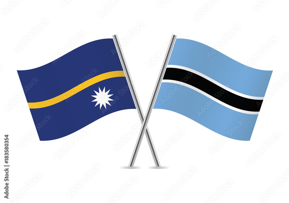 Obraz premium Nauru and Botswana flags.Vector illustration.