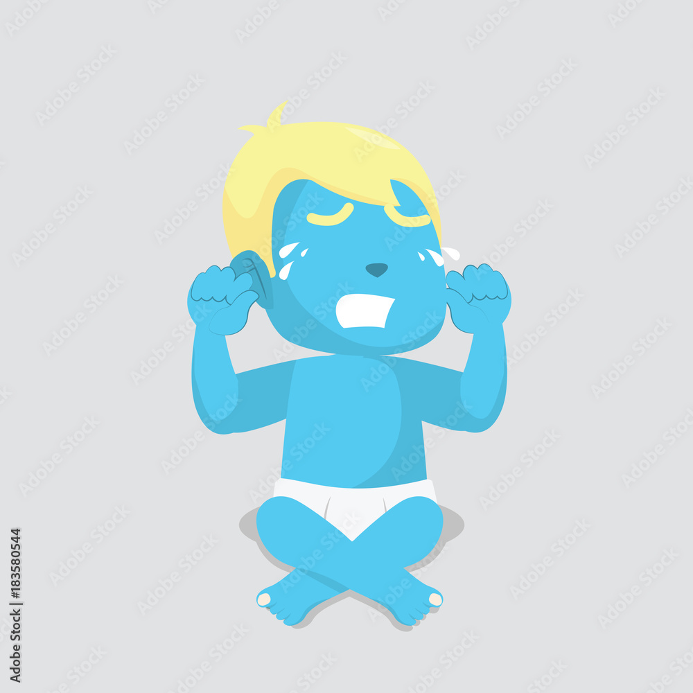 Blue baby boy crying– stock illustration
