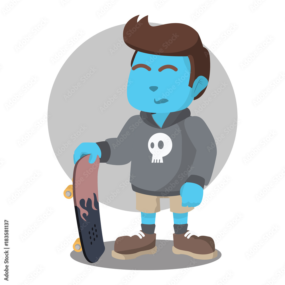 Blue skater boy pose– stock illustration
