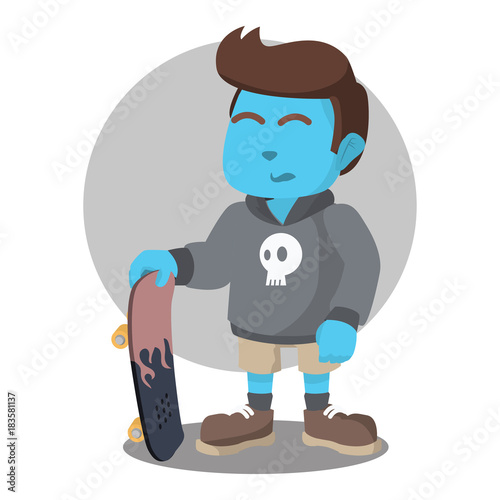 Blue skater boy pose    stock illustration  