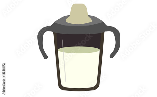 Grey Gender Neutral Sippy Cup with Milk