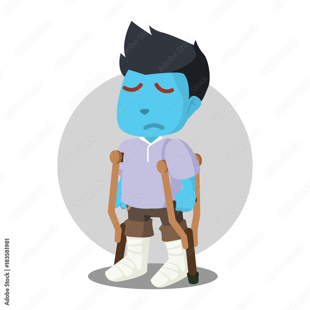 Man sad got both of his leg broken– stock illustration
