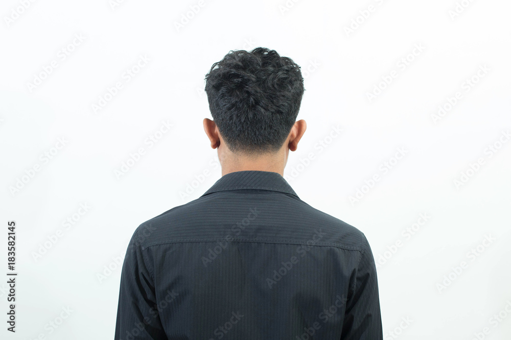 Man back standing isolated on white background - obrazy, fototapety, plakaty 