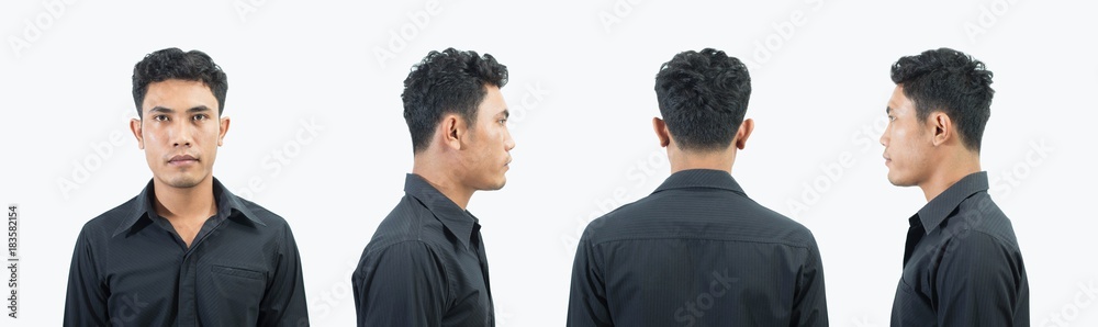 Man standing four stance In one person isolated on white background Man standing four stance In one person isolated on white background