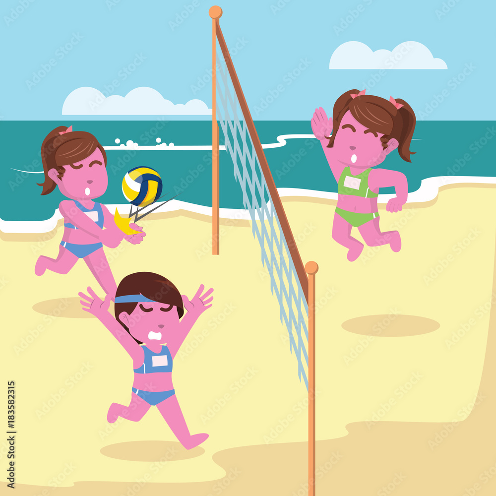 Volleyball match illustration design– stock illustration
