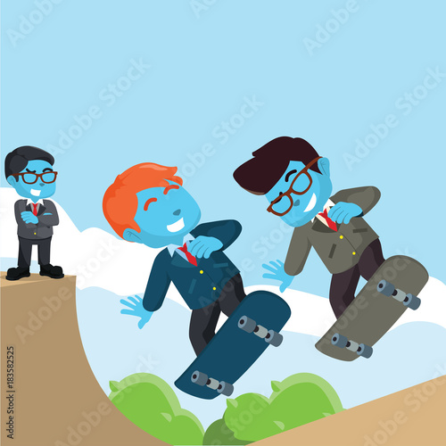 Businessmen playing skateboard illustration– stock illustration   © funway5400