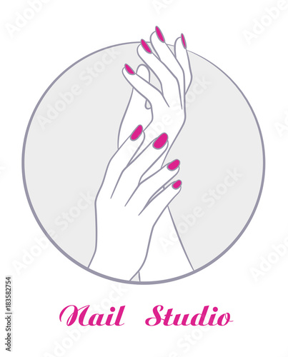 women hands with manicure, fashion salon symbol vector