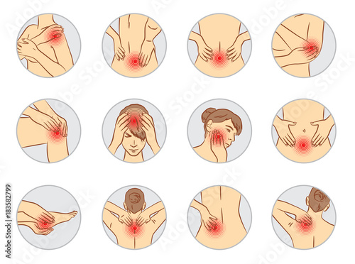pain vector set, woman body parts